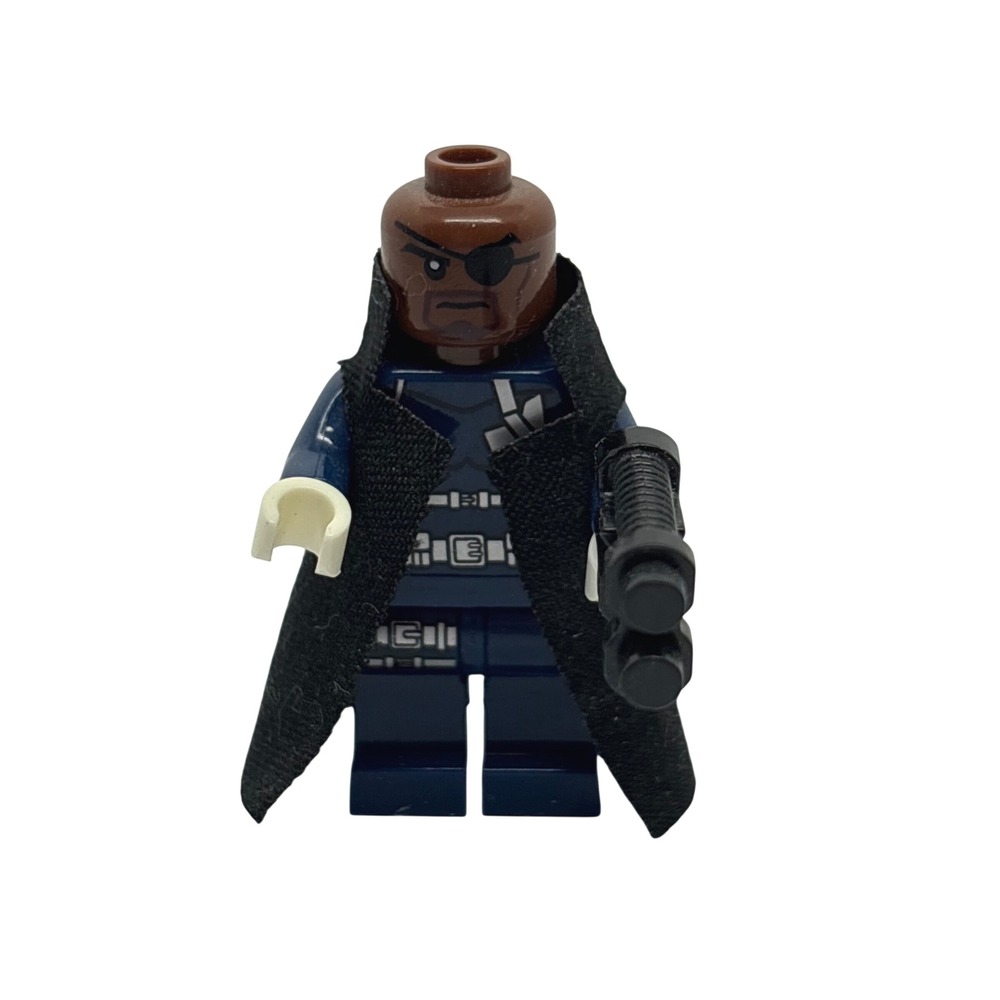 LEGO Nick Fury Minifigure sh056 Marvel Super Heroes S.H.I.E.L.D. Trench 76005